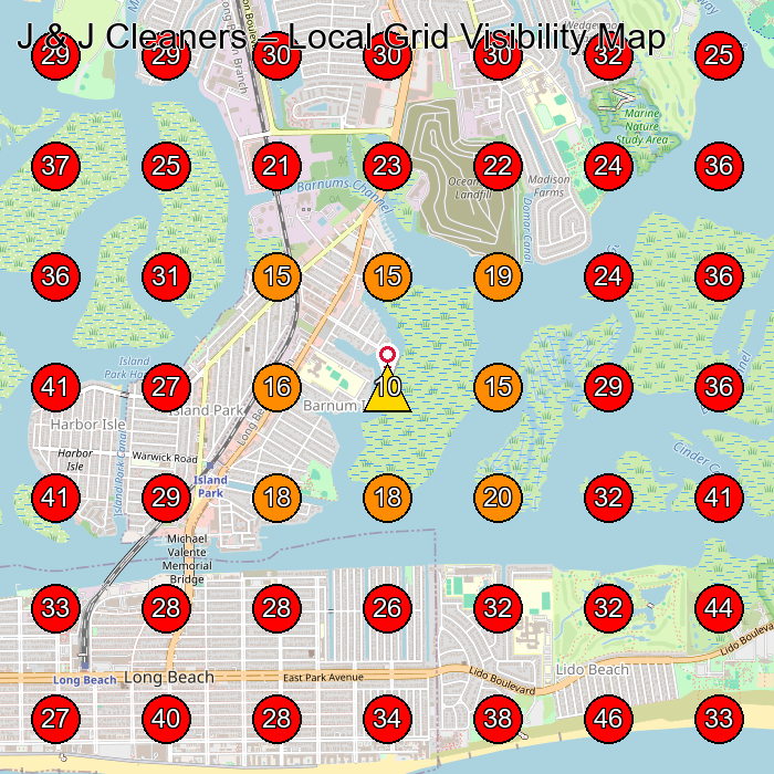 J & J Cleaners GeoGrid visibility map for Dry Cleaner in Island Park